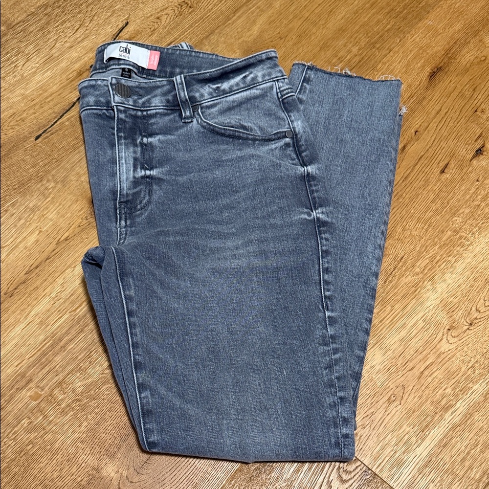 Cabi Dark Gray High Skinny Distressed Jeans